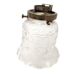 Vintage Glass Ruffled Lamp Shade Bulb Cover Floral Etched Replacement